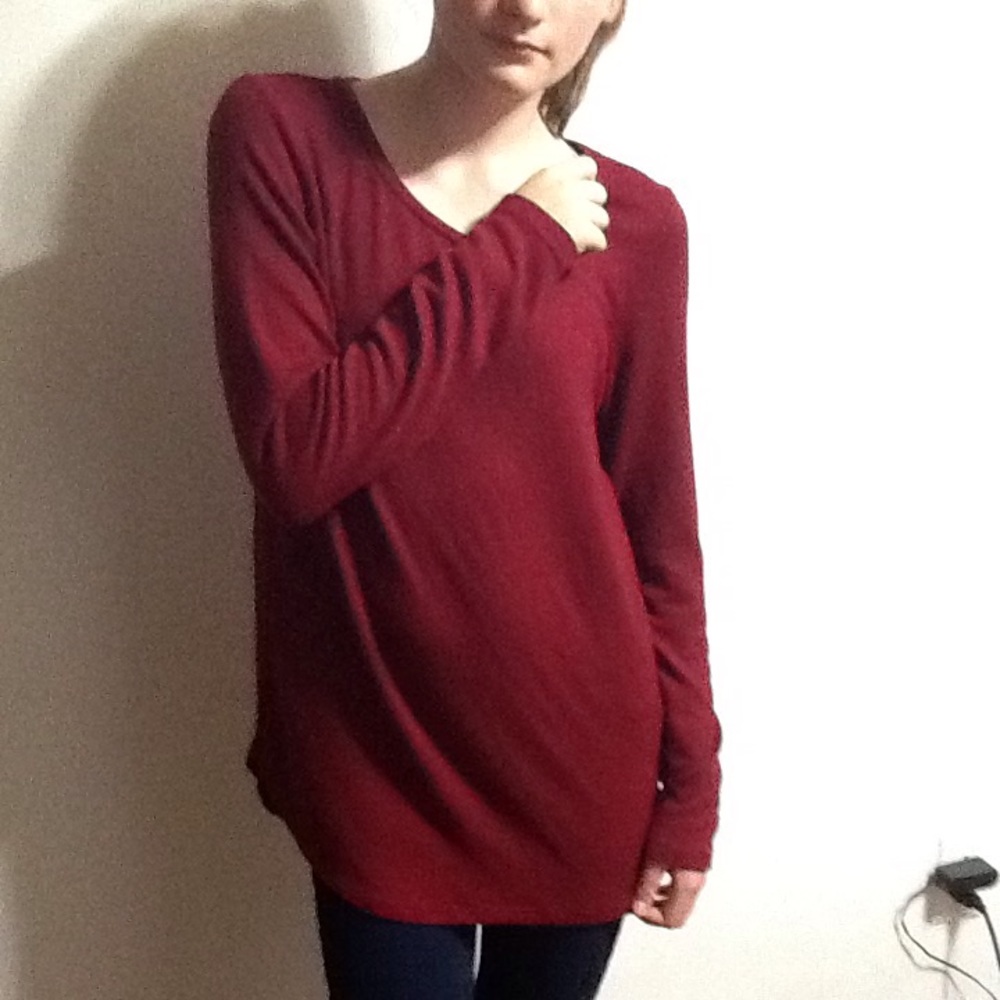 Casual Long Sleeve Maroon Legging Shirt